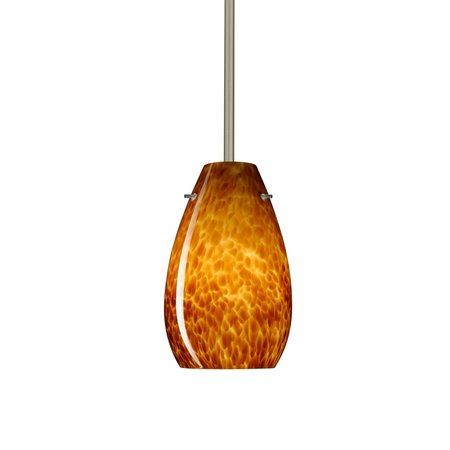 BESA LIGHTING Pera 9 Stem Pendant, Amber Cloud, Satin Nickel Finish, 1x9W LED 1TT-412618-LED-SN